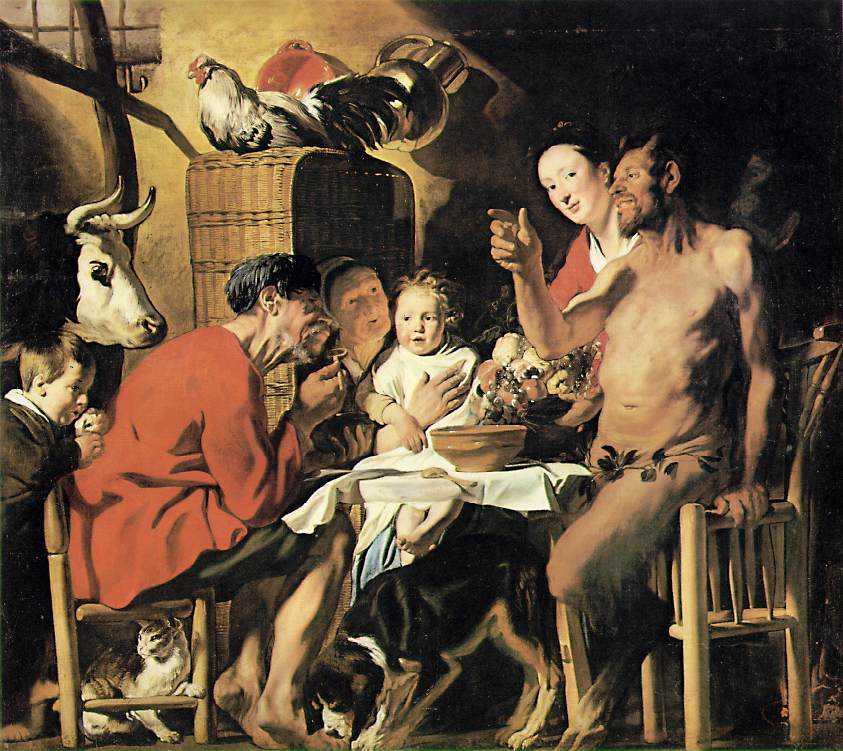 Йорданс Якоб (1593-1678), фламандский живописец. Жанровые и мифологические композиции с изображением крестьян и бюргеров отличаются жизнеутверждающим чувственным восприятием мира и теплым звучным колоритом.
